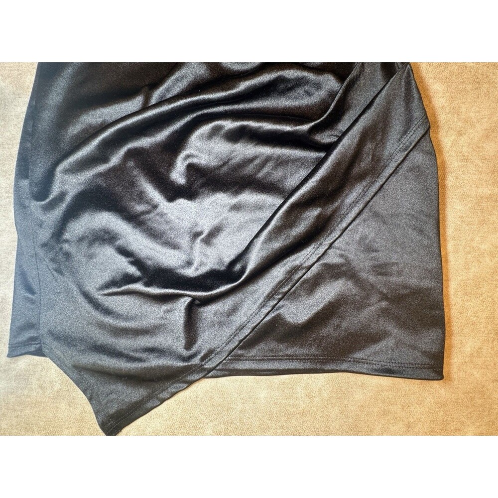 Windsor Junior Women’s Black Satin Draped Sweetheart Cocktail Mini Dress SMALL S - Picture 7 of 9